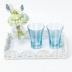 New Mrs. Alice White Small Scalloped Rattan Tray
