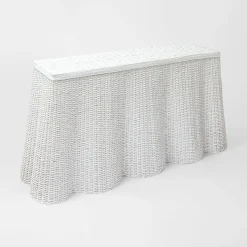Discount Mrs. Alice White Vivienne Rattan Scalloped Console Table