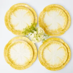 Sale Mrs. Alice Yellow Capri Lettuce Dinner & Starter Plates (Set Of 8)