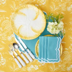 Outlet Mrs. Alice Yellow Capri Lettuce Dinner Plates (Set Of 4)