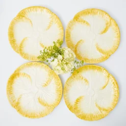 Mrs. Alice Yellow Capri Lettuce Dinner Plates (Set Of 4)