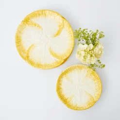 Best Mrs. Alice Yellow Capri Lettuce Dinner & Starter Plates (Set Of 8)