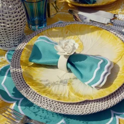 Outlet Mrs. Alice Yellow Melograno & Fleur Turquoise Linen Set